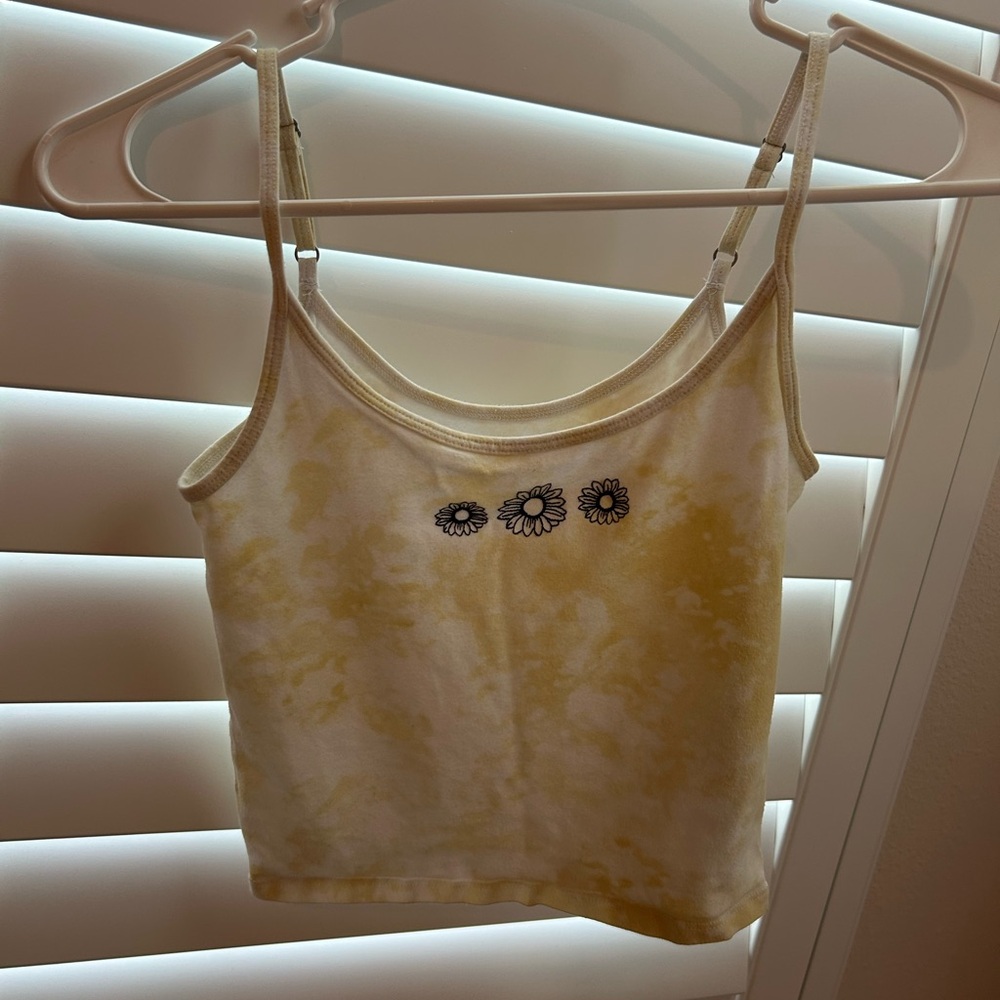 Yellow Tie-Dye Floral Tank Top